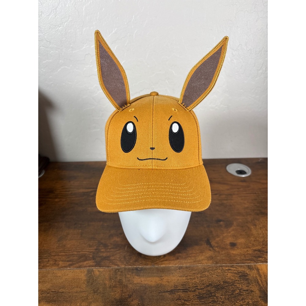 Pokemon Eevee #133 Snapback Hat with 3D Ears Yellow Baseball Cap OSFM